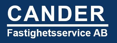 Cander Fastighetsservice - Blå med vit text