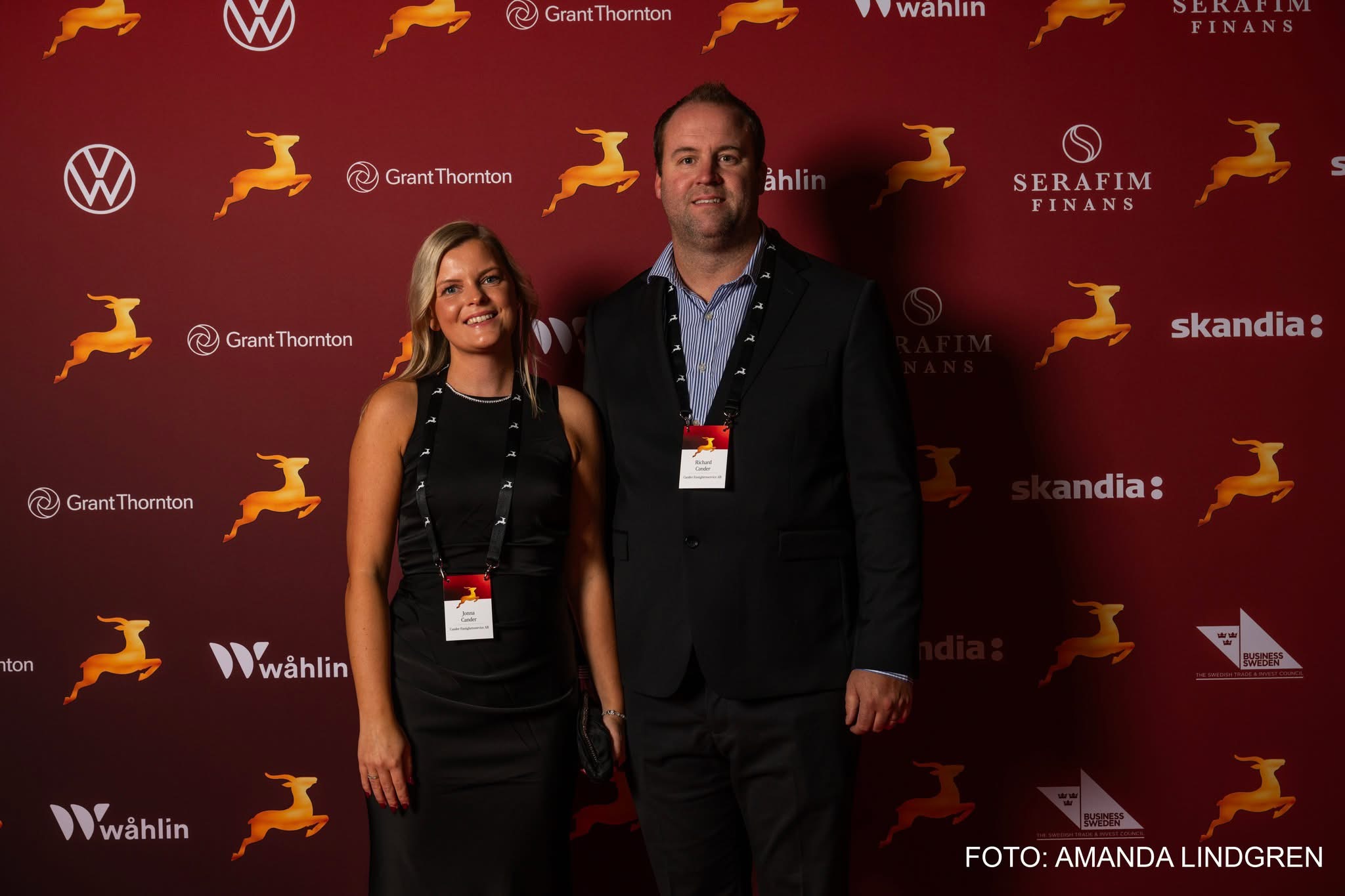 Jonna Cander och Richard Cander på DI Gasells gala i Göteborg 2025. Di gasell Cander Fastighetsservice AB.